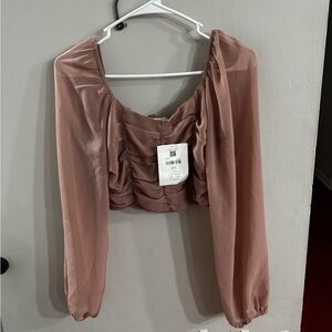 Altar’d State Dusty Pink Ruched Long Sleeve Blouse NWT Size Small